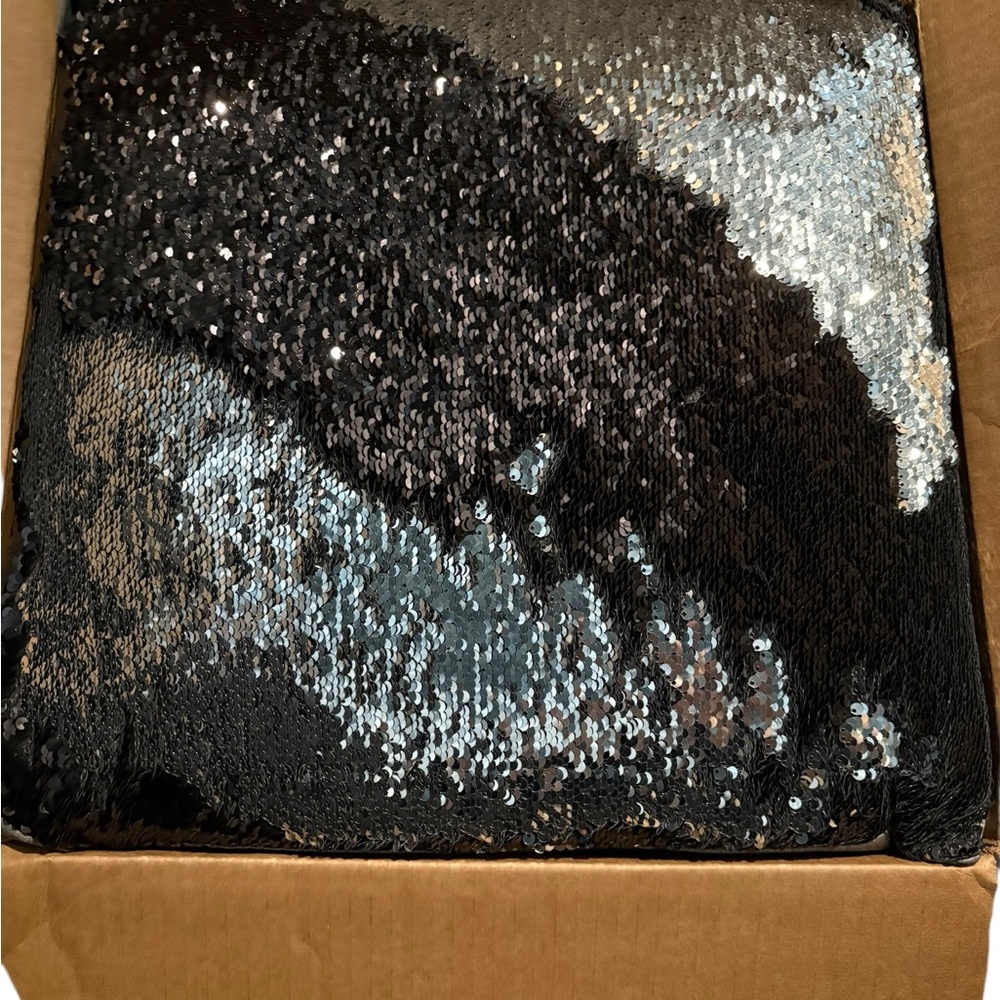 Aviva Stanoff Black and Silver Sequin Pillow
